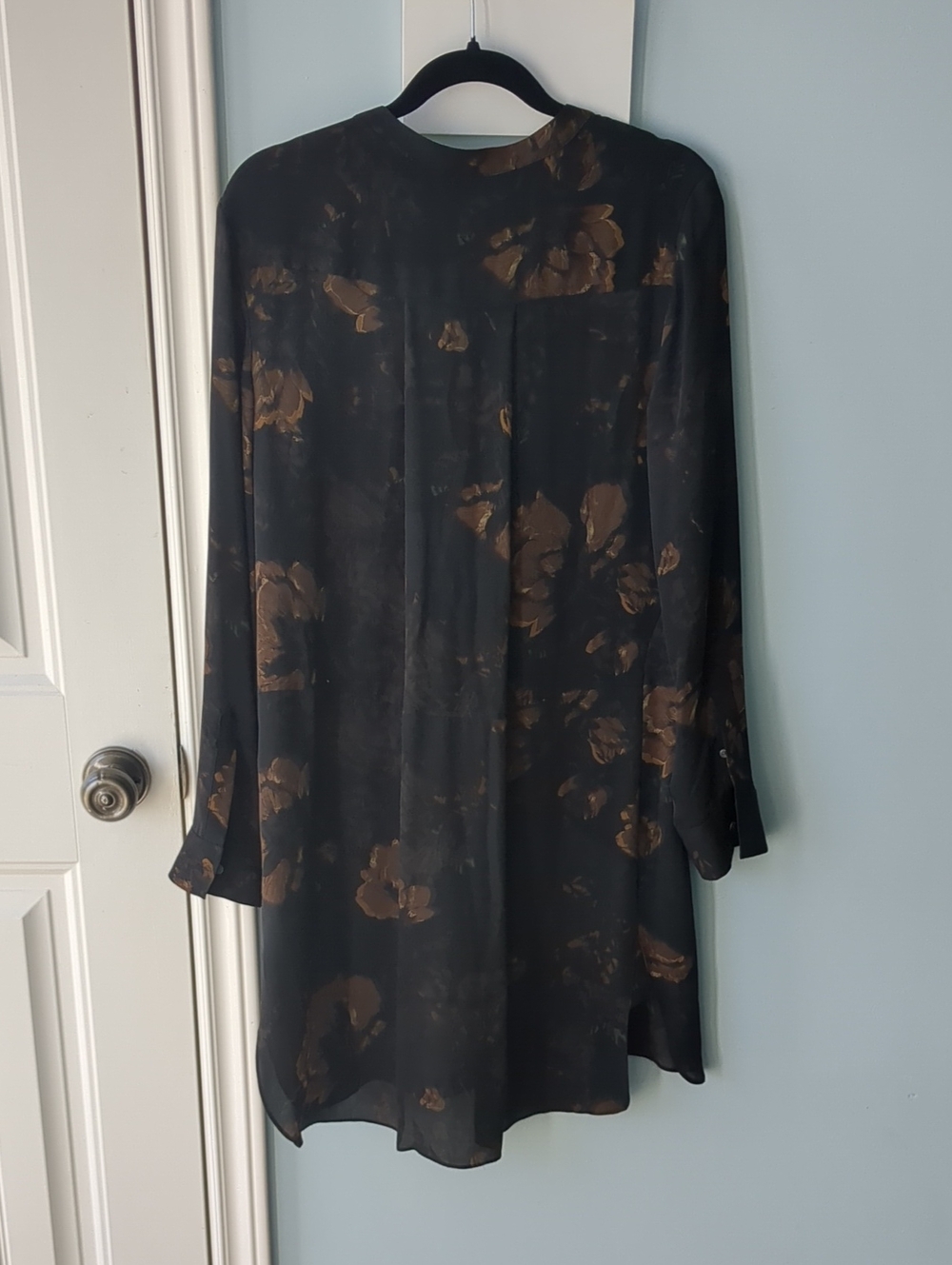 Wilfred Black Long Sleeve Floral Tunic Dress with Brown Print - Picture 5 of 11